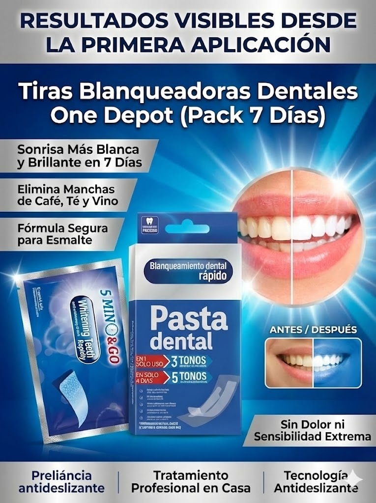 🦷 Tiras Blanqueadoras Dentales One Depot (Pack 7 Días)