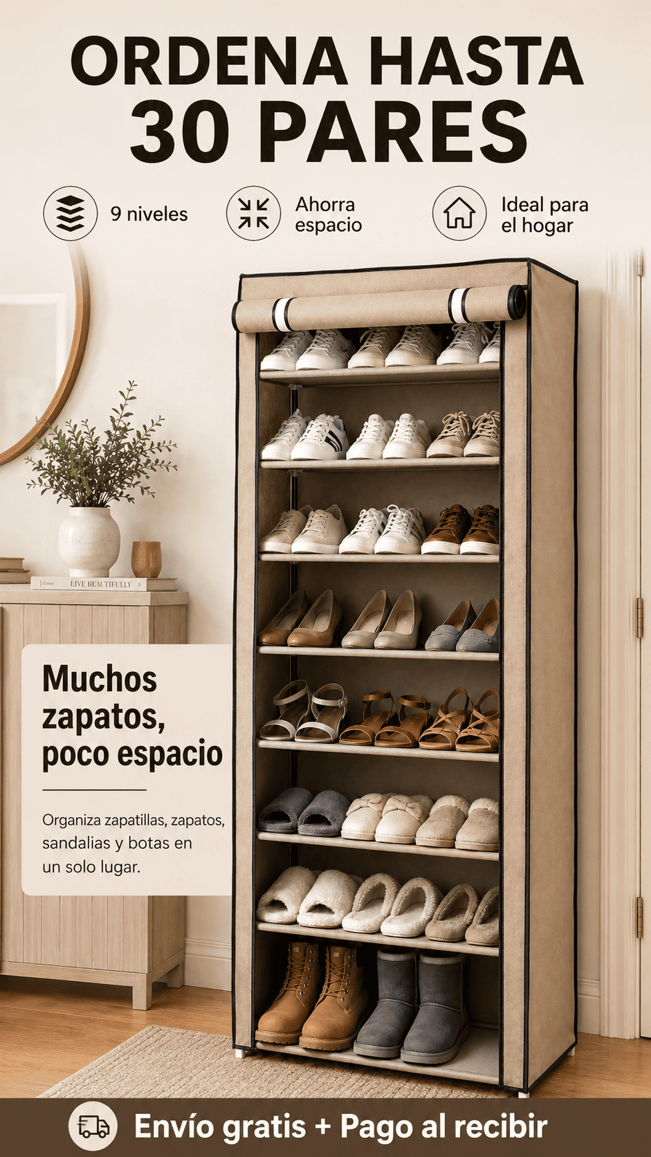 Organizador De Zapatero Armable 9 Pisos