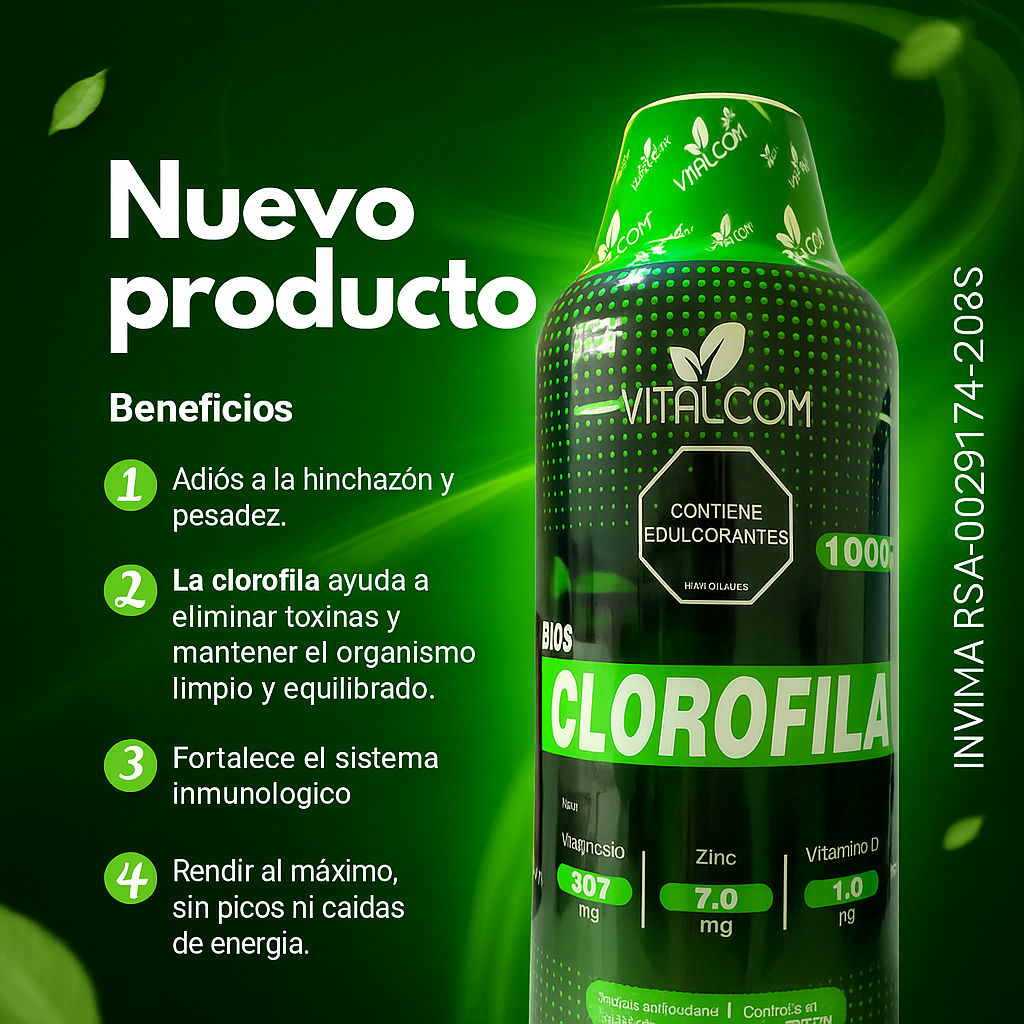 Clorofila Líquida Vitalcom 1000 ml – Más Salud, Más Potente, Más Natural