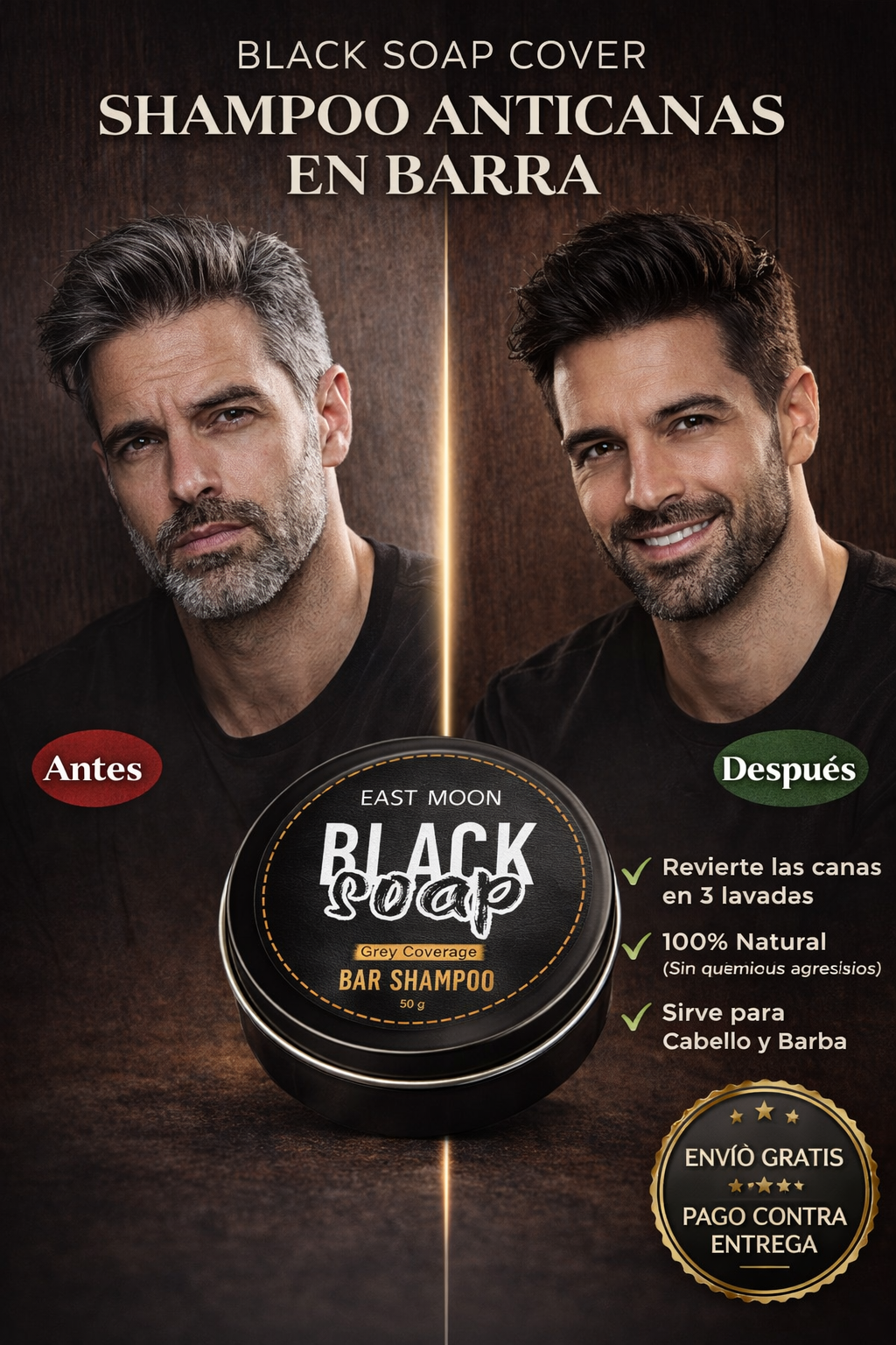 Black Soap Cover - Shampoo anticanas en barra